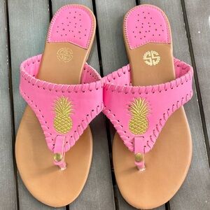Simply Southern Pink and Gold Sandals with Pineapple Design